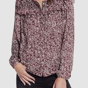 Rebecca Minkoff Women's Selandra Burgundy Floral Blouse size medium